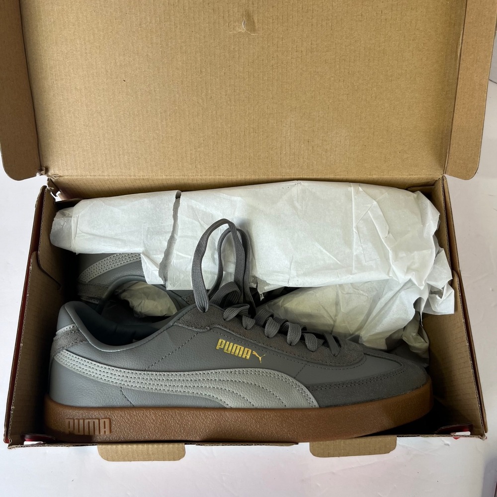 Puma Club II Era‎ Mens 10.5 Gray Gold Leather Suede Gum Sole Sneakers 397447 12 - Picture 5 of 7